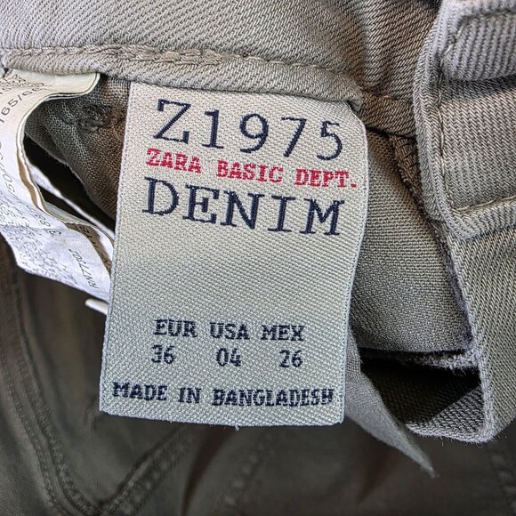Zara Z1975 Basic Jeans Womens 4 Olive Green Mid Rise Skinny Fit Stretch Denim - Picture 12 of 14